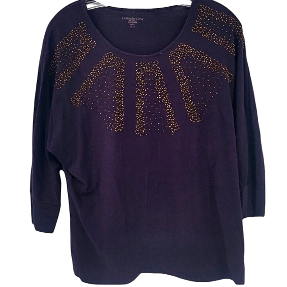 Coldwater Creek Women's 10/12 Purple Bling Blouse